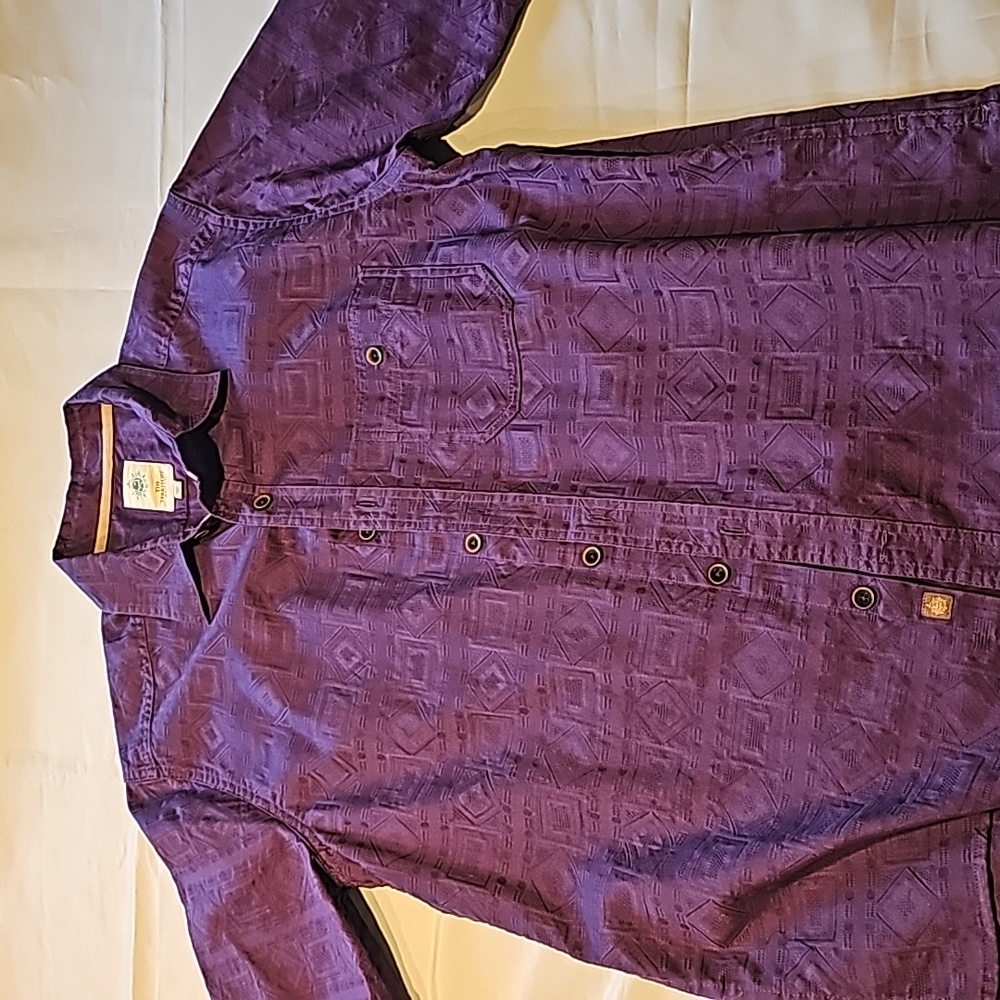 Territory Ahead mens short sleeve button up shirt purple size medium